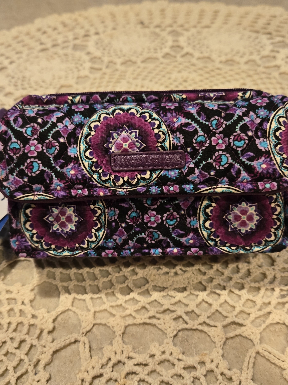 Vera Bradley Purple Medallion Quilted Clutch/Wristlet/Crossbody/Wallet